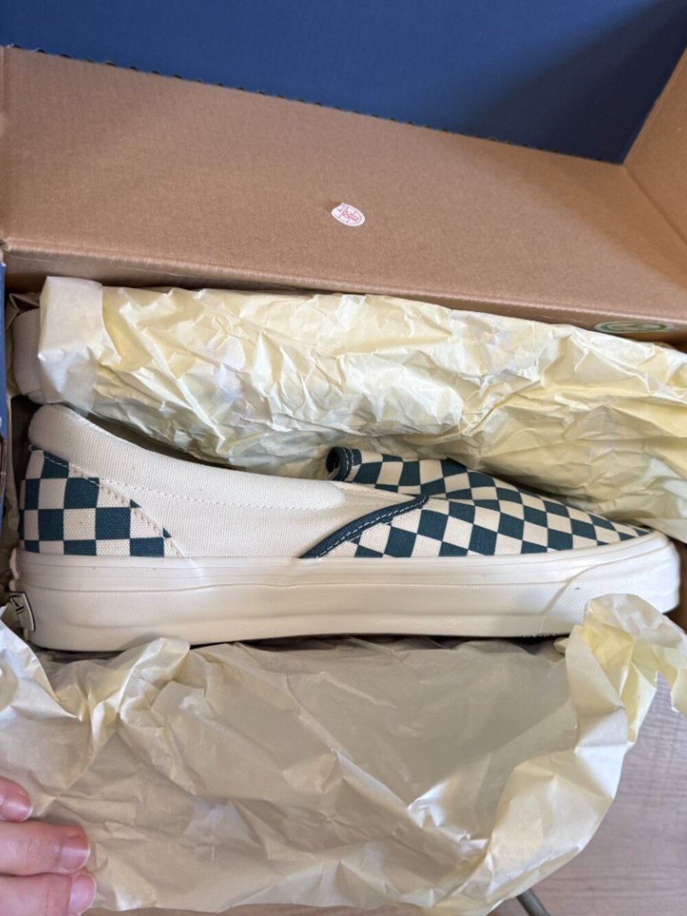 Vans LX Slip on Premium Check Blue Size 12